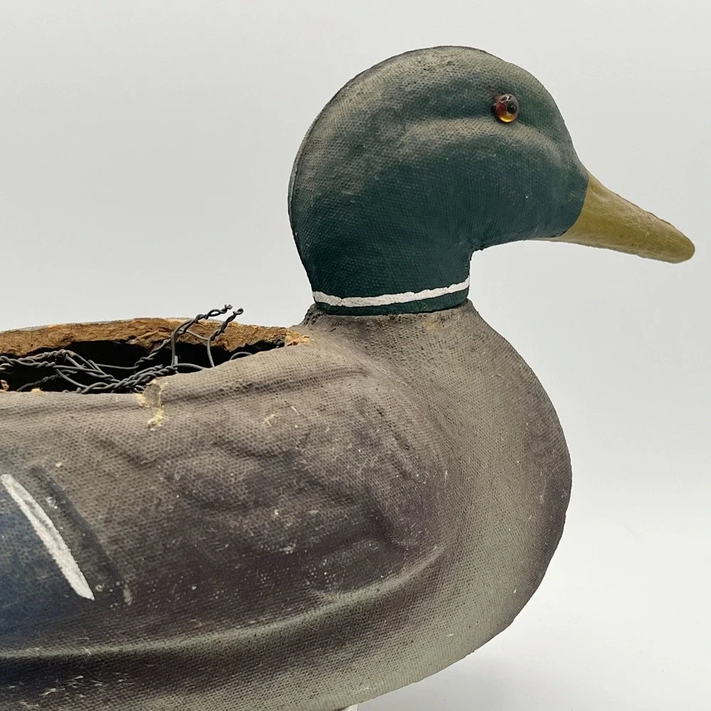 Vintage 1948 Victor Veri-Lite Mallard Decoy –‎ Canvas Over Wire, Lititz PA